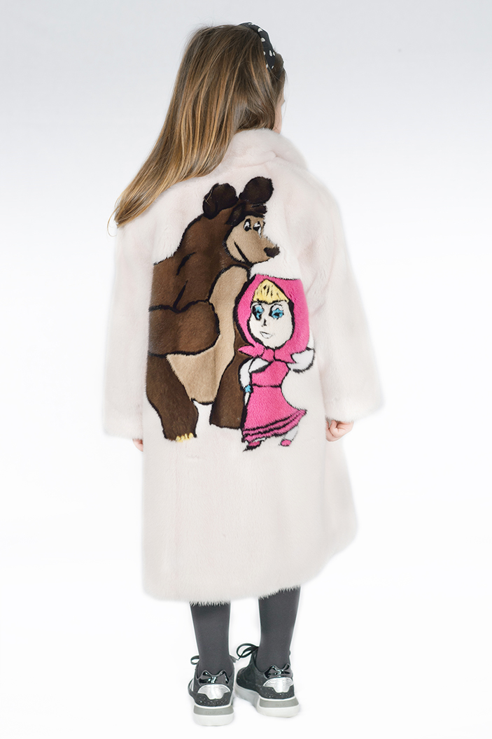 FG-68/A - Light pink mink fur jacket with short collar for kids