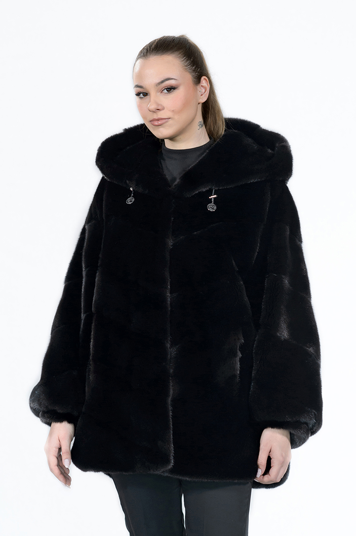 IT-257/K - Blackglama mink fur jacket with hood