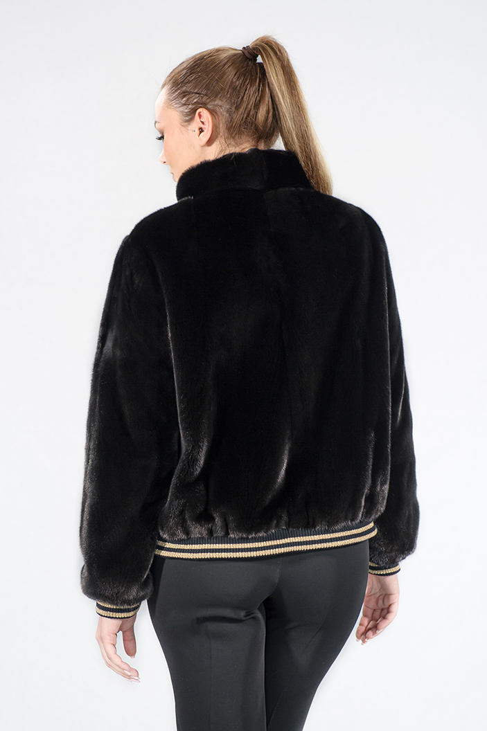 BOMBER/S - Blackglama mink fur jacket with short collar