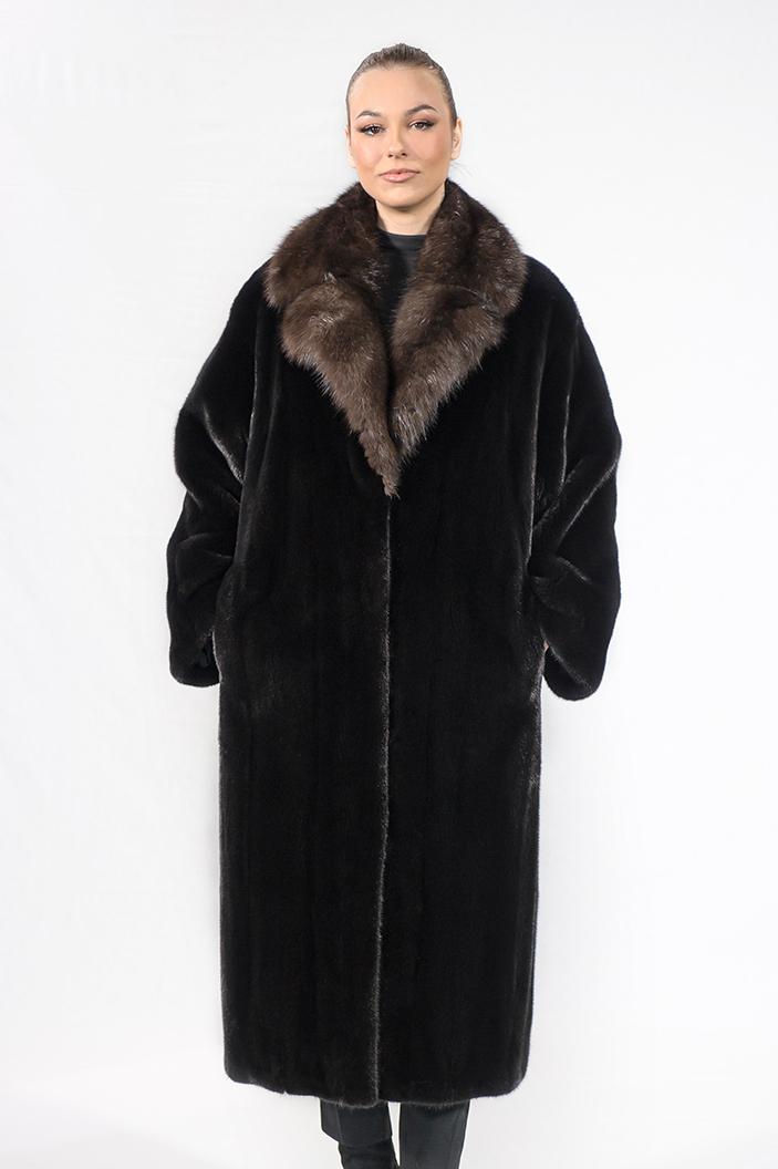 IR-18060/2/A - Blackglama παλτό βιζόν με γιακά ζιμπελίνα