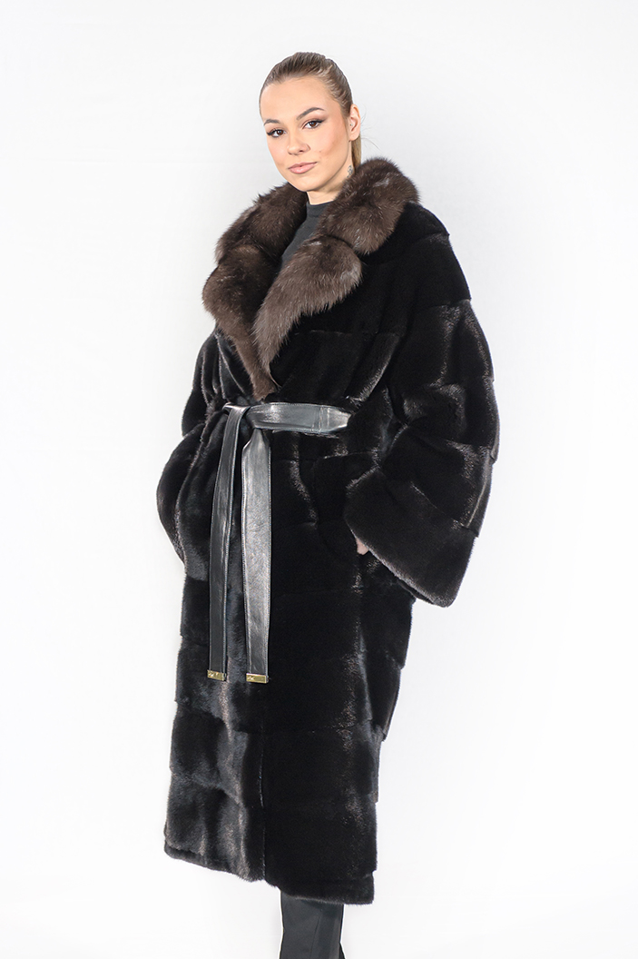IT-25/A - Blackglama παλτό βιζόν με γιακά ζιμπελίνα