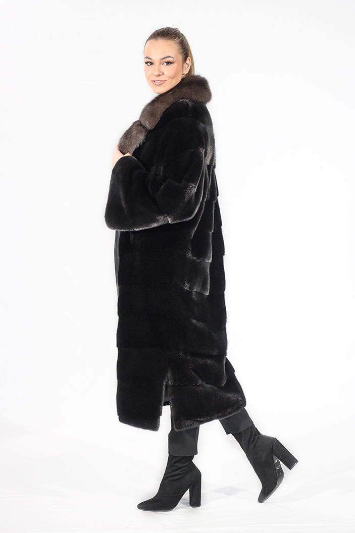 IT-25/A - Blackglama παλτό βιζόν με γιακά ζιμπελίνα