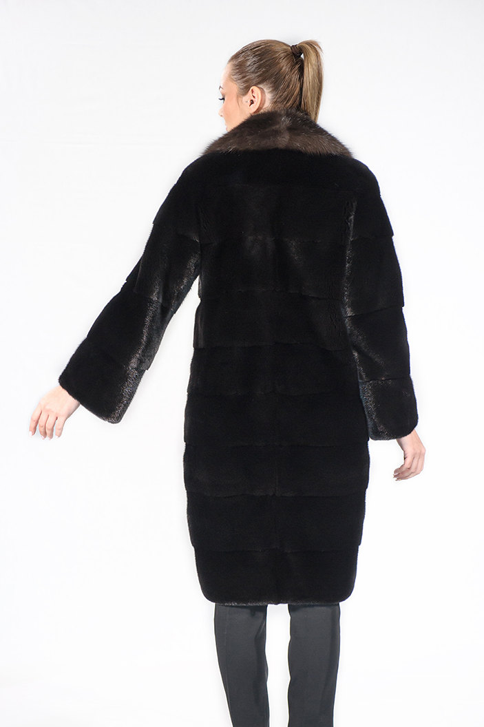 MONIKA/A - Blackglama mink fur semi-coat with sable collar
