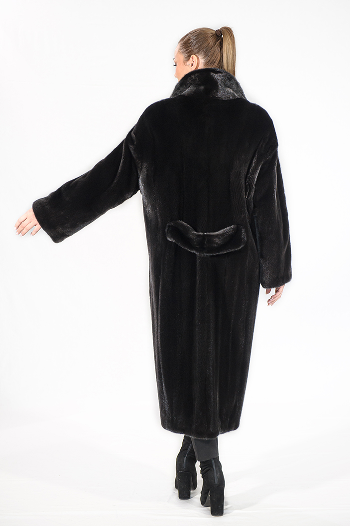 CAROL/A - Blackglama mink fur semi-coat with english collar
