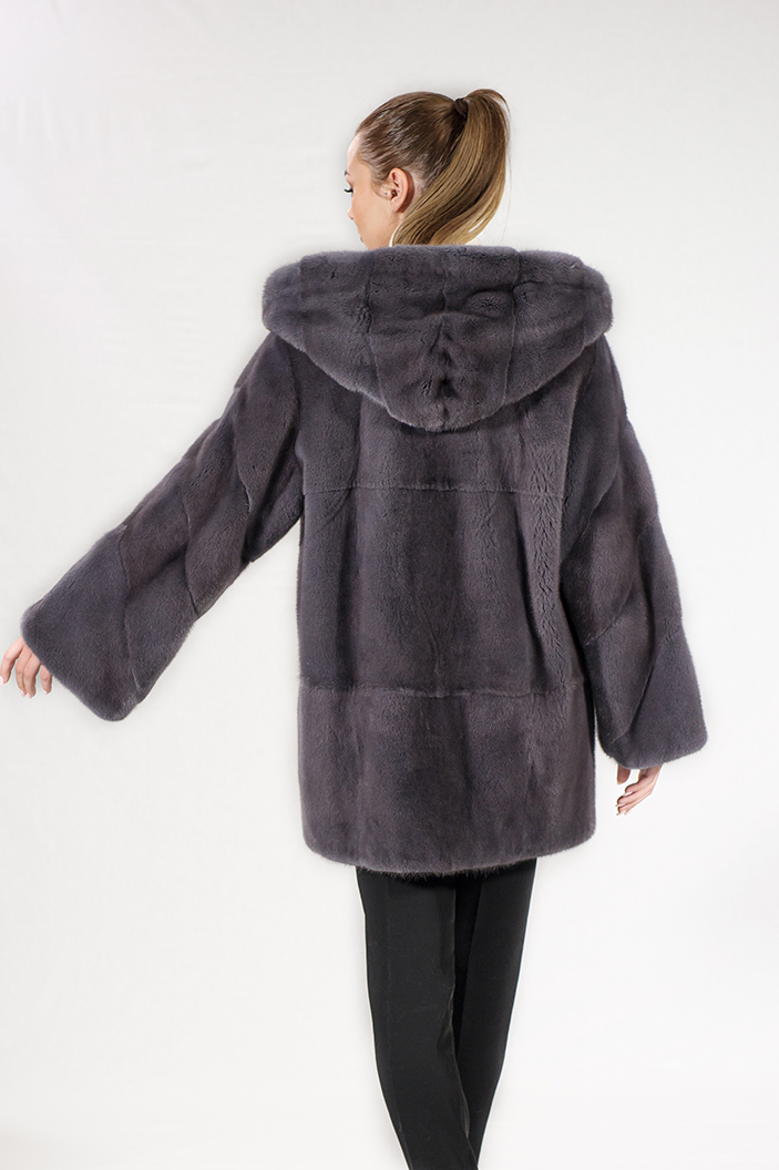 IT-39/K - Petal mink fur jacket with hood