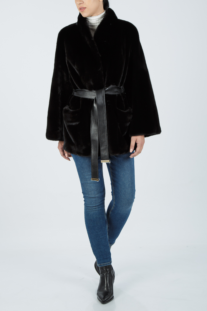 IR-1750/S - Blackglama mink fur jacket with short collar