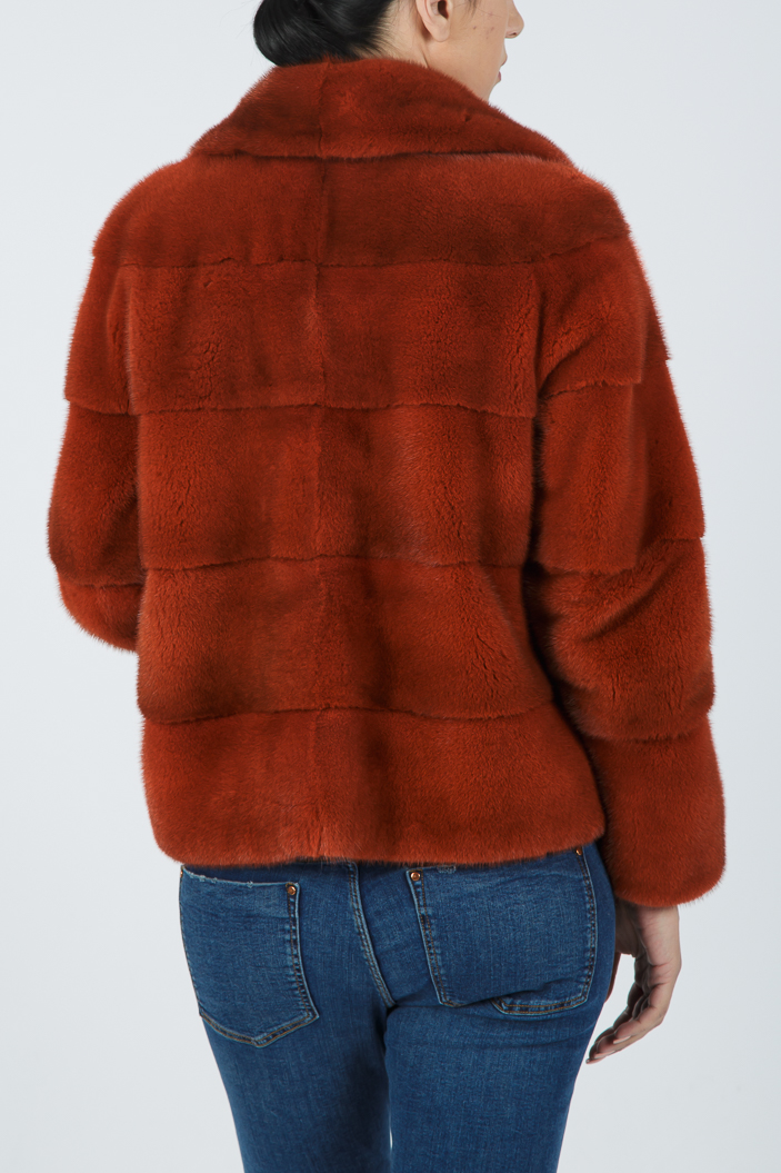IT-9051/A - Orange mink fur jacket with english collar