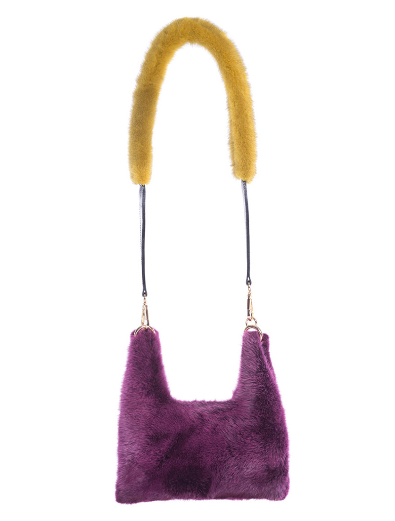 Mini Crossbody Purple Mink Bag - 100% Genuine Fur
