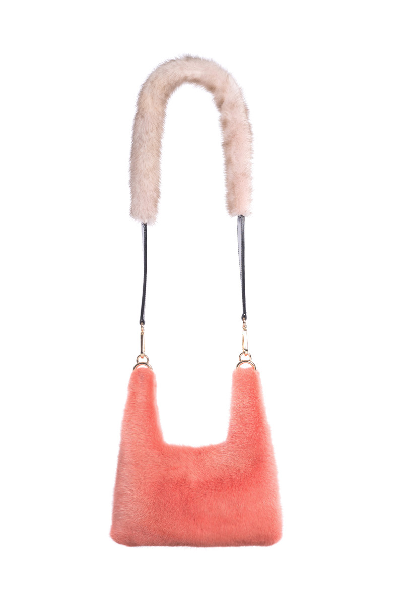 Mini Crossbody Orange Mink Bag - 100% Genuine Fur