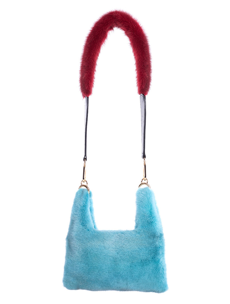 Mini Crossbody Sea color Mink Bag - 100% Genuine Fur