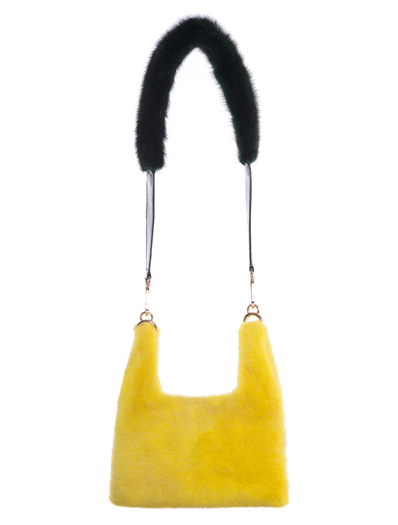 Mini Crossbody Yellow Mink Bag -100% Genuine Fur