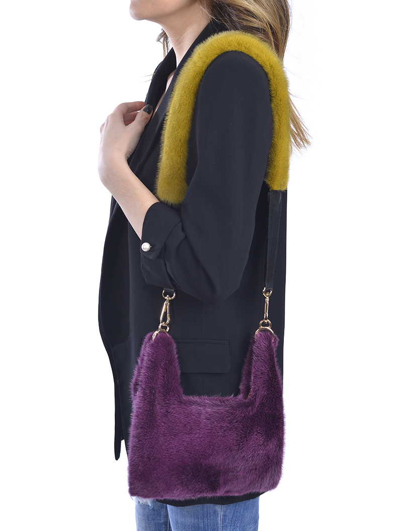 Mini Crossbody Purple Mink Bag - 100% Genuine Fur