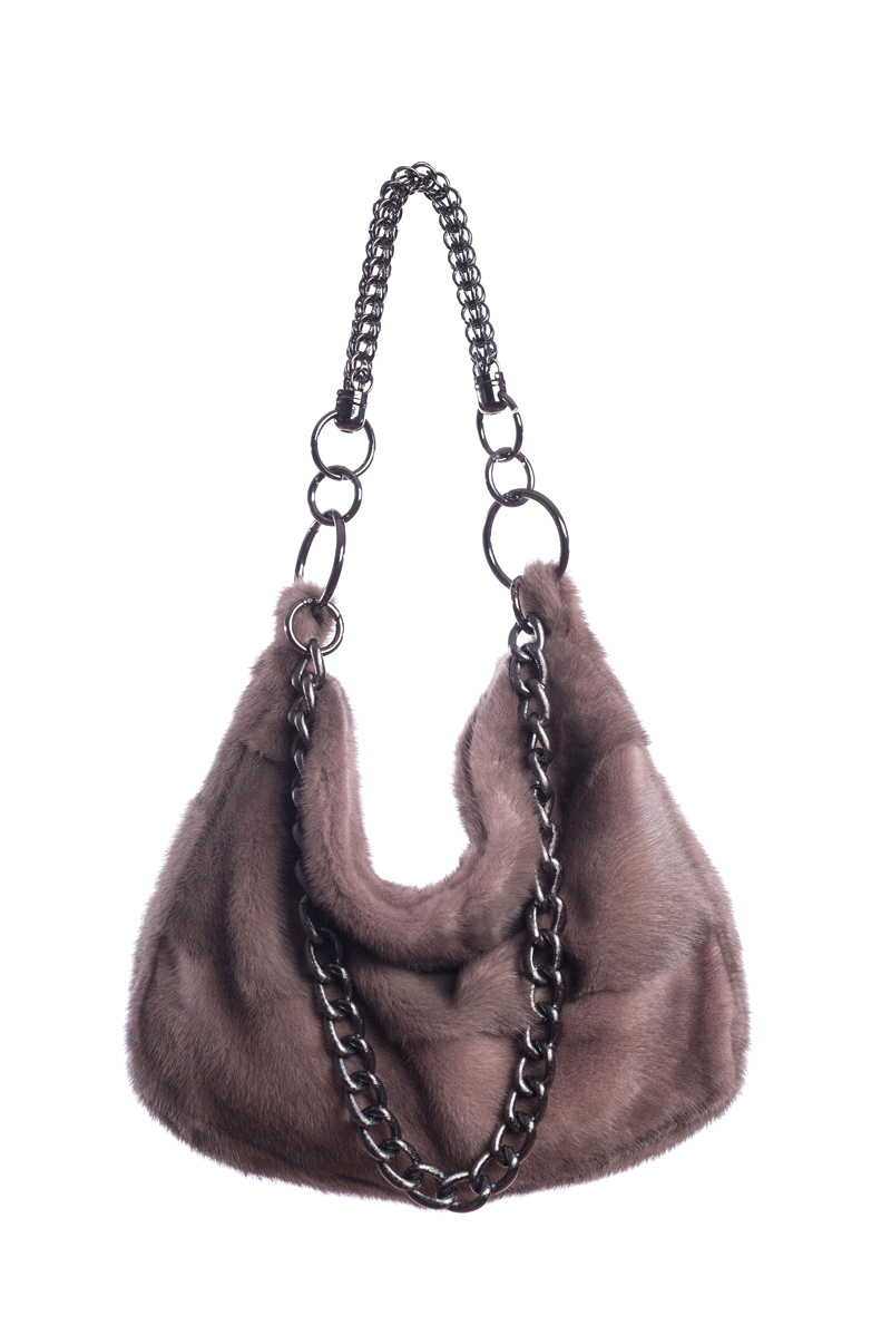 Shoulder Dusty Pink Mink Bag - 100% Genuine Fur