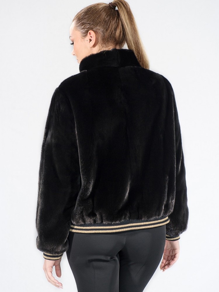 BOMBER/S - Blackglama mink fur jacket with short collar