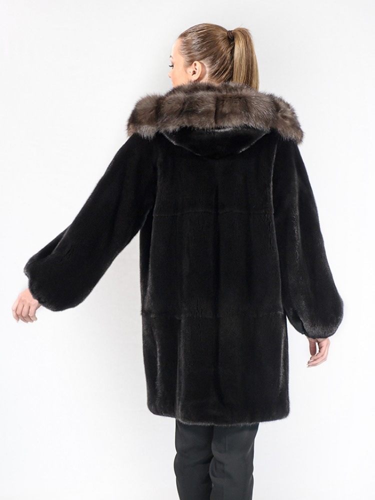 IT-26690/K - Blackglama mink fur jacket with sable hood