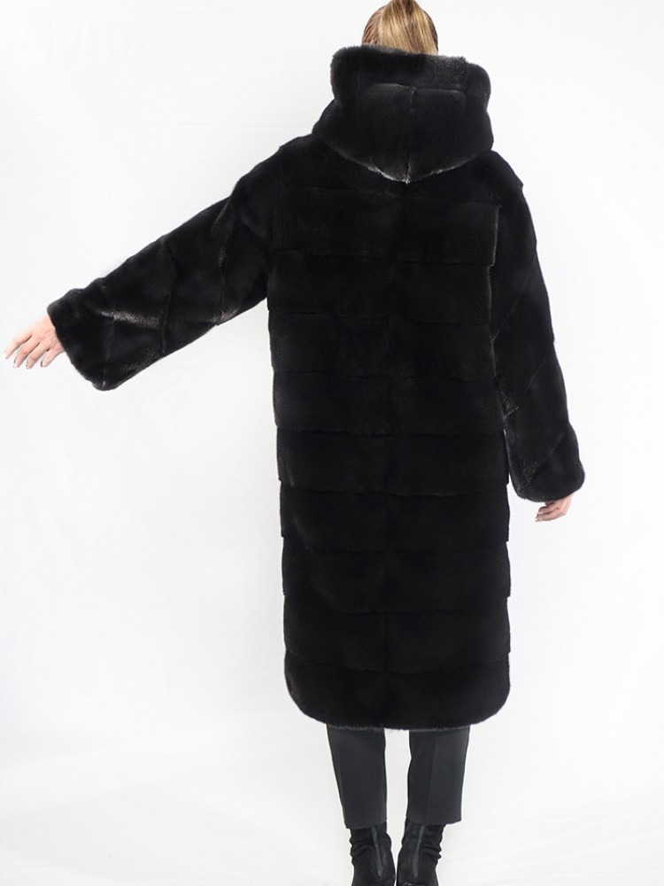 IT-148/K - Blackglama mink fur coat with hood