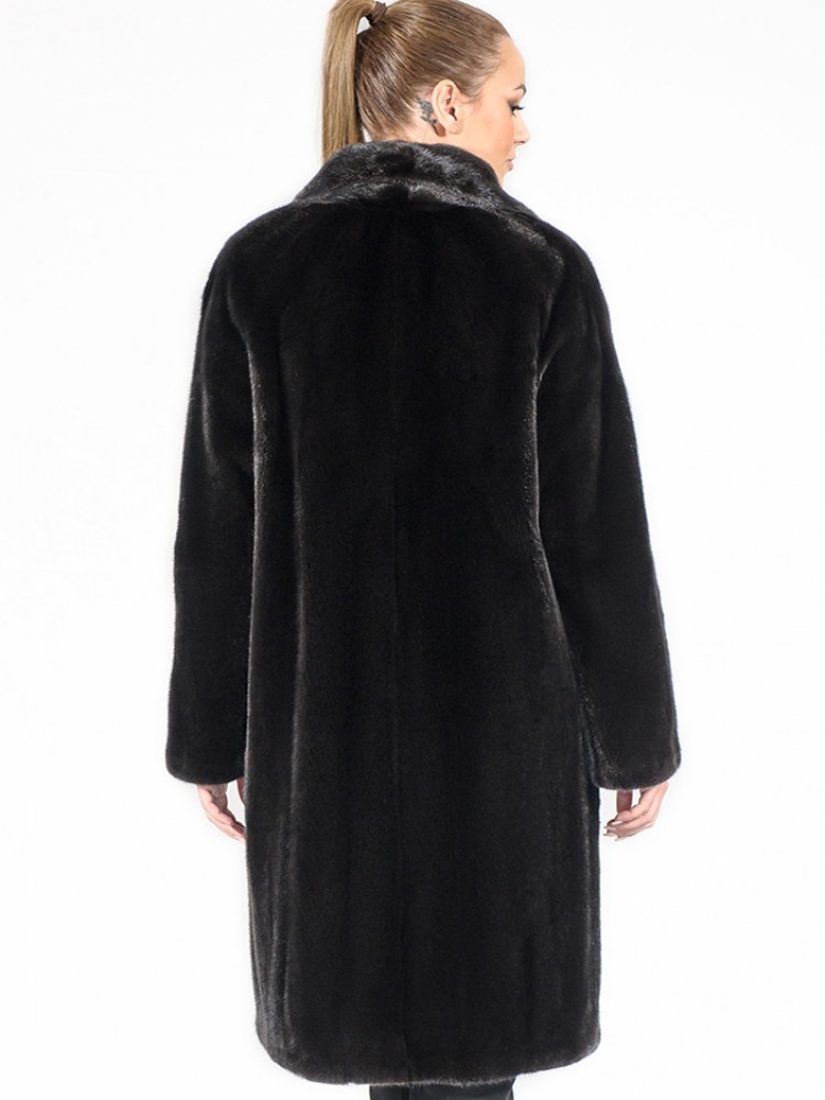ESTELLA-63/A - Blackglama mink fur semi-coat with english collar