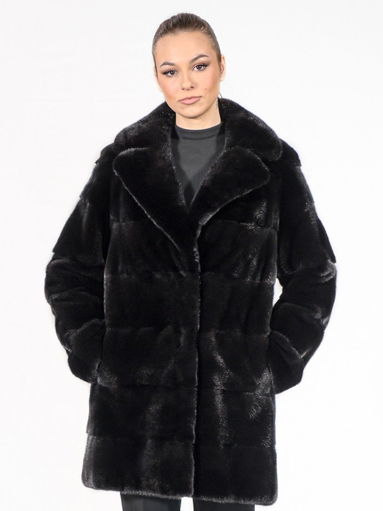 IT-9051/A - Blackglama mink fur jacket with english collar