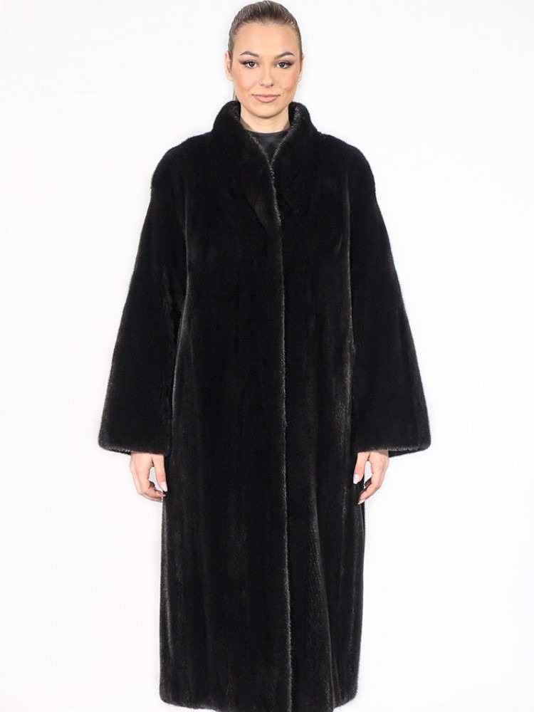 JOY-714/HALA/S - Blackglama mink fur coat with chanel collar