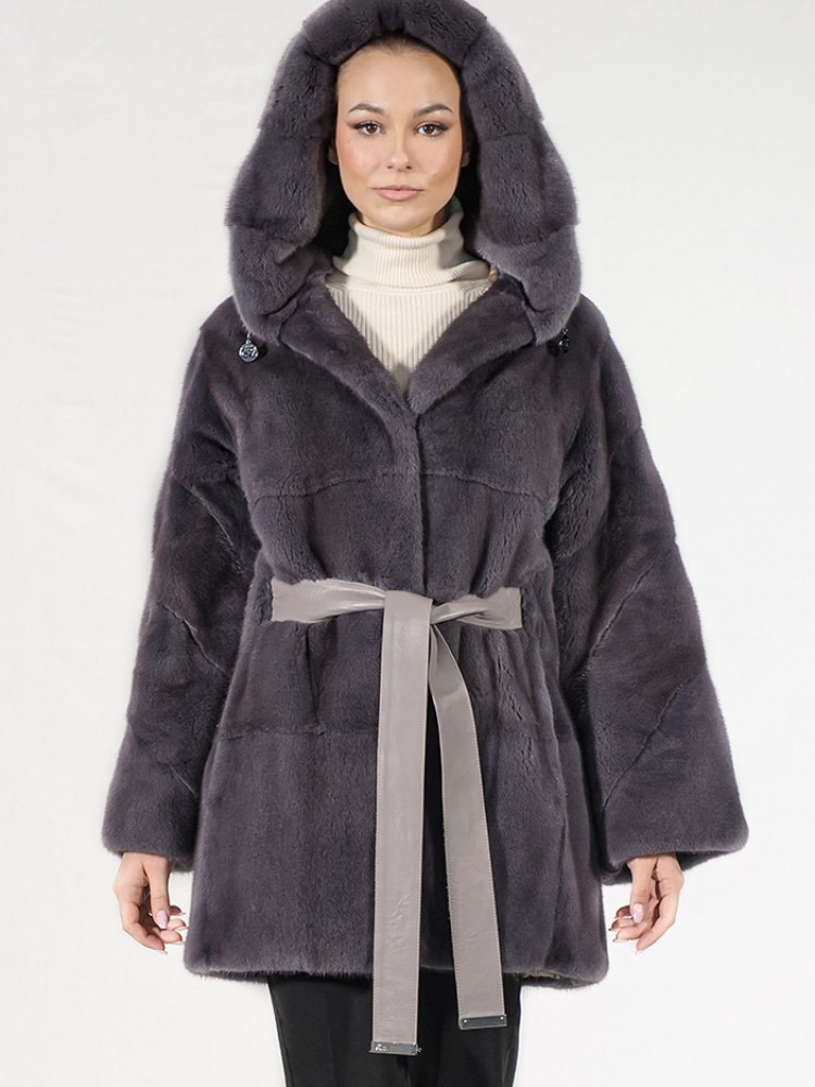 IT-39/K - Petal mink fur jacket with hood