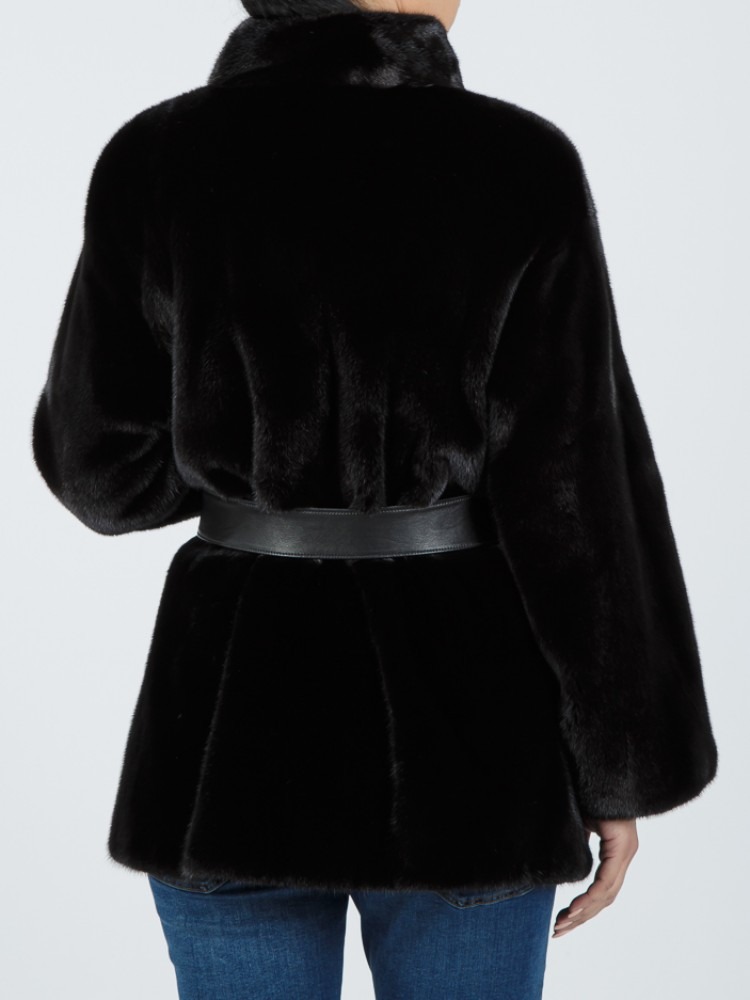 IR-1750/S - Blackglama mink fur jacket with short collar