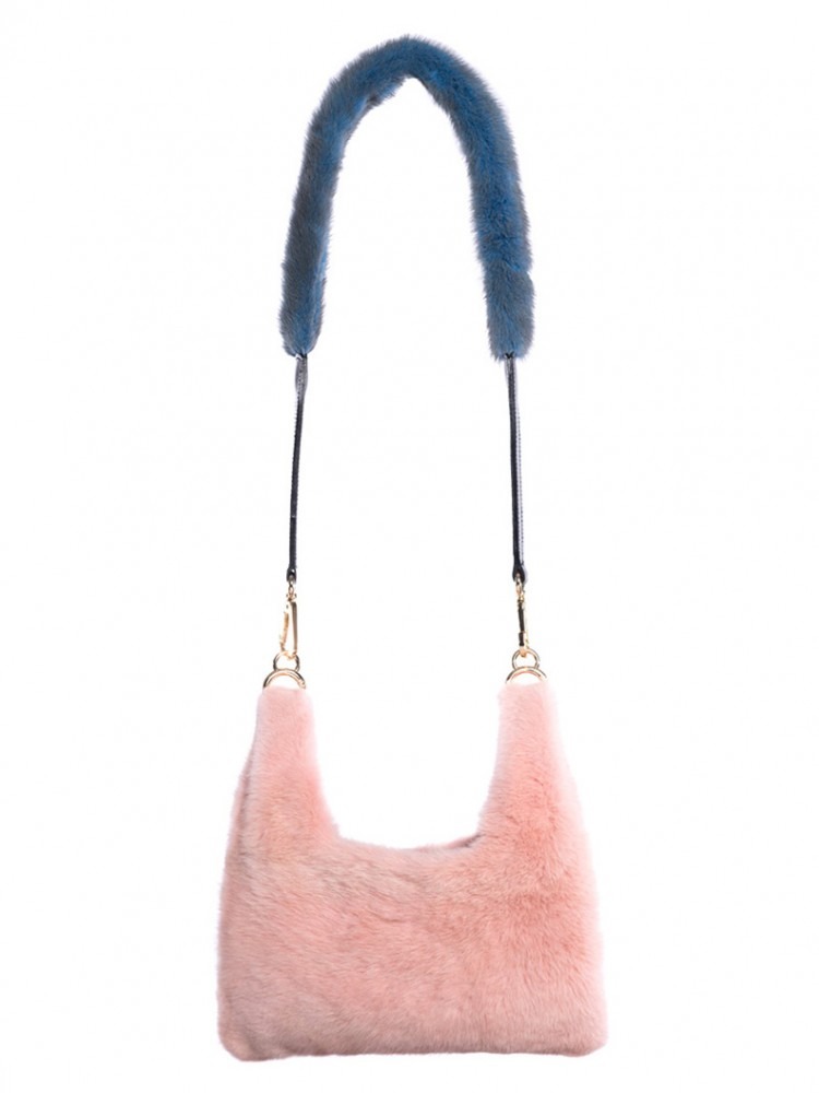 Mini Crossbody Pink Mink Bag - 100% Genuine Fur