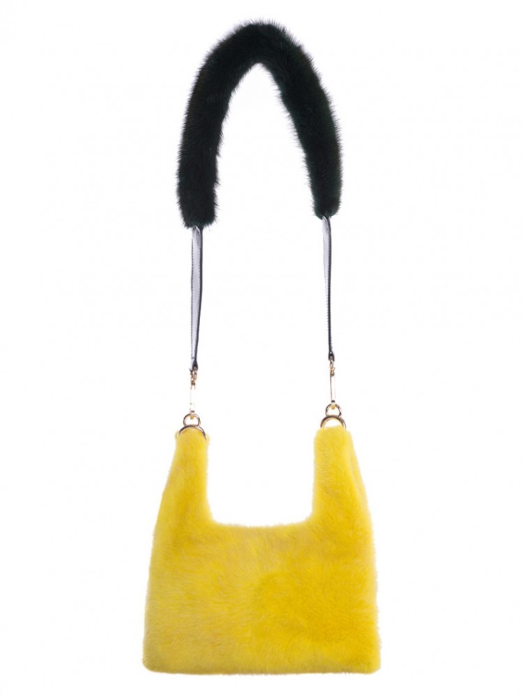 Mini Crossbody Yellow Mink Bag -100% Genuine Fur