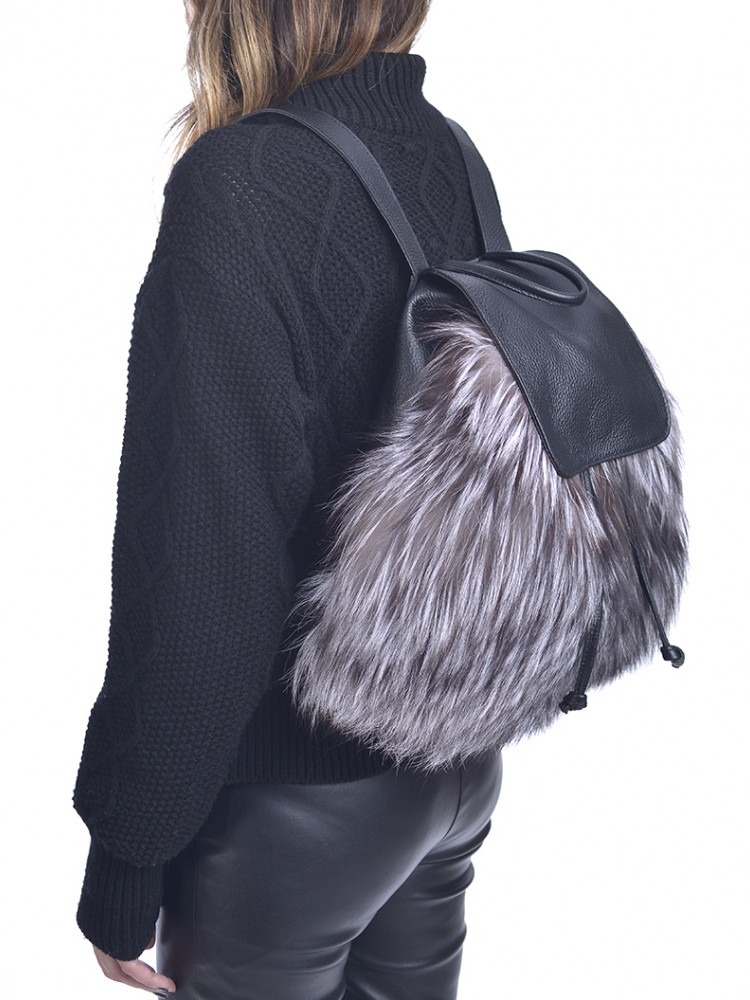 Backpack Silver Fox - 100% Genuine Fur