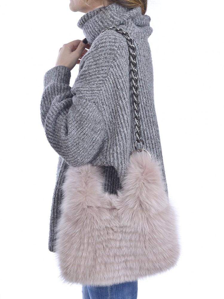 Crossbody Pink Fox Bag - 100% Genuine Fur