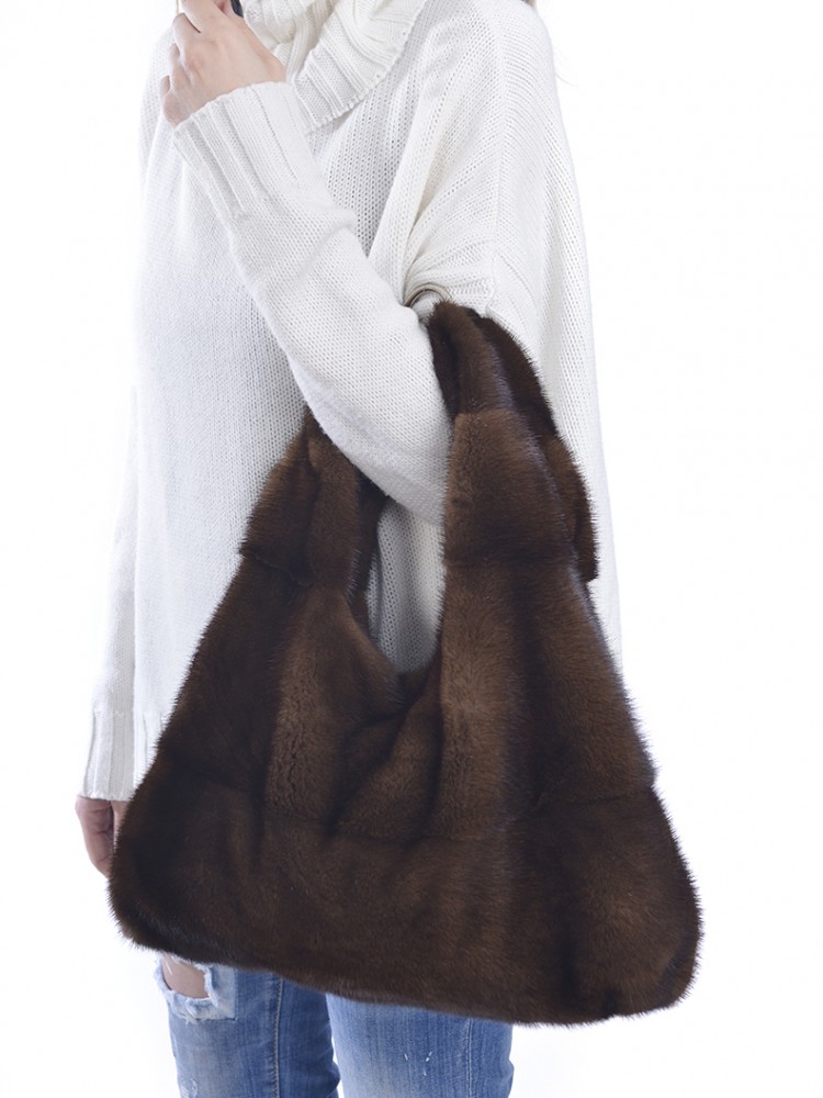 Alpha Mahogany Mink Hand Bag - 100% Genuine Fur