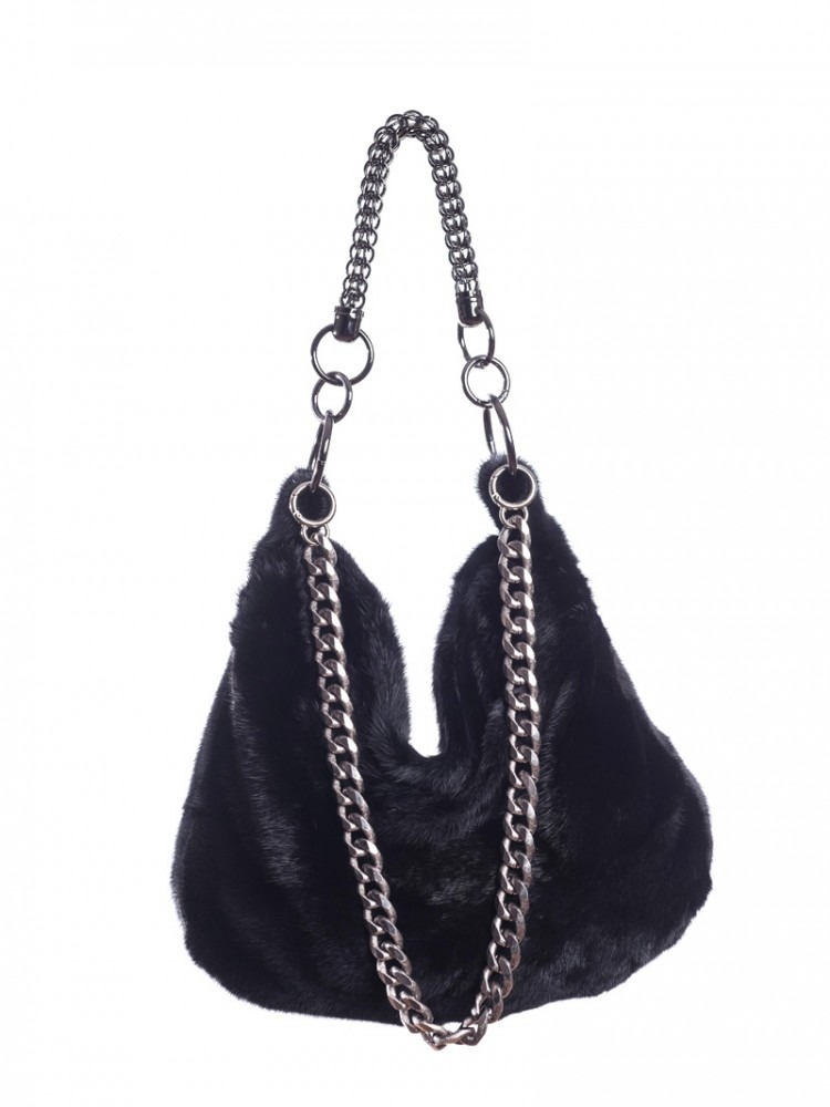 Shoulder Black Mink Bag - 100% Genuine Fur