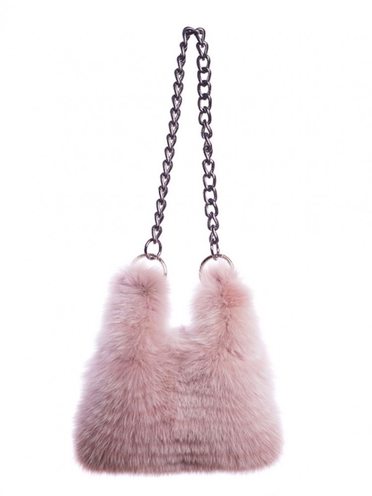 Crossbody Pink Fox Bag - 100% Genuine Fur