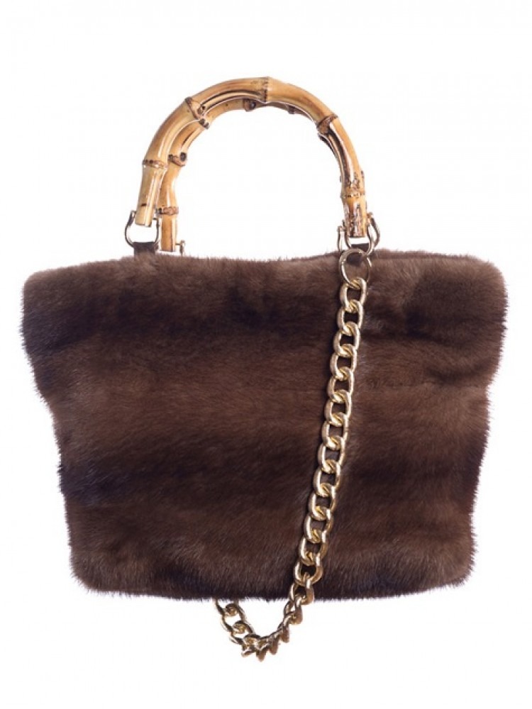 TOTE Brown Mink Hand Bag - 100% Genuine Fur