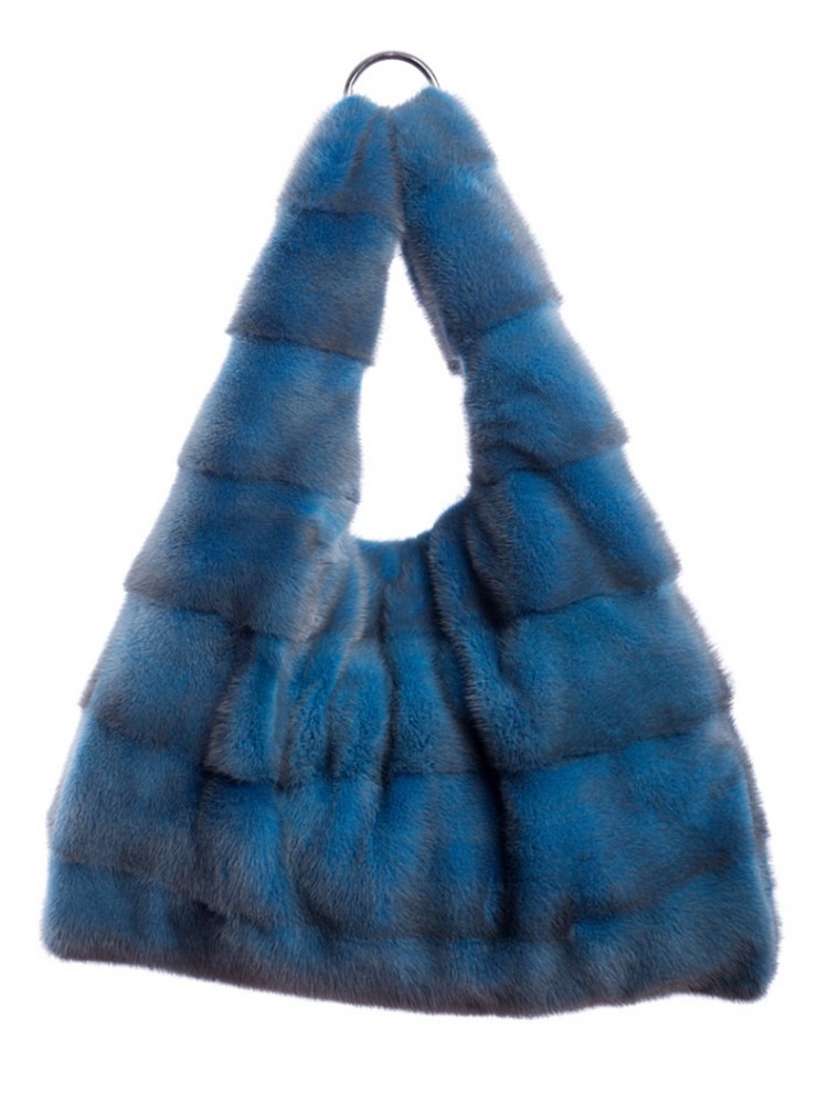 Alpha Blue Mink Hand Bag - 100% Genuine Fur