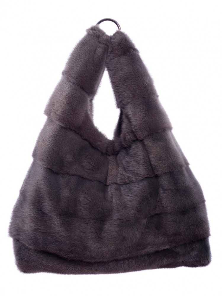 Alpha Grey Mink Hand Bag - 100% Genuine Fur